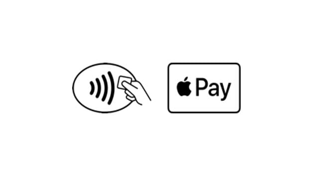 Ikon för Apple Pay och blipp. Bild.