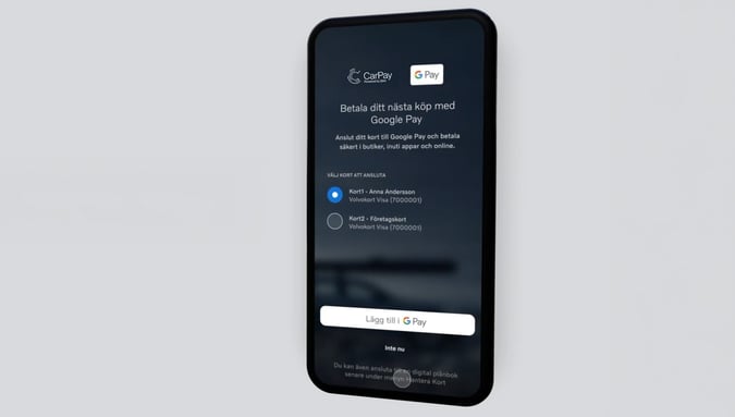 Mobilvy med hur man lägger till CarPaykortet i Google Pay. Bild.