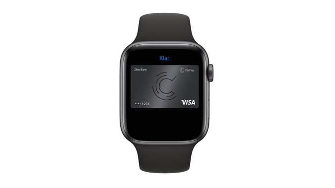 CarPaykortet i en Apple Watch. Bild.